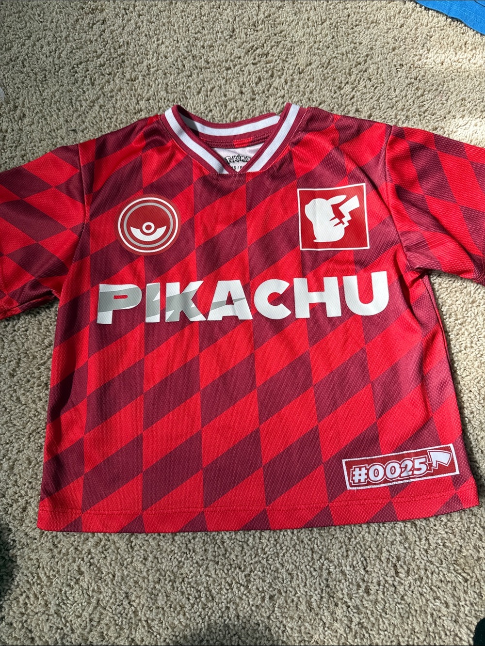 Pokemon Red Pikachu Graphic Kids Soccer Jersey